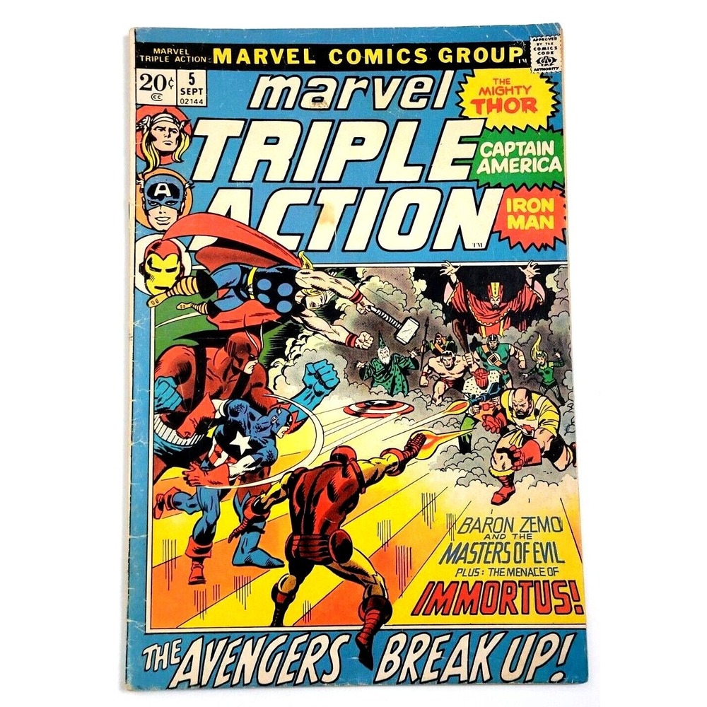 MARVEL TRIPLE ACTION #5 - (1972) AVENGERS BREAK UP / IRON MAN APP